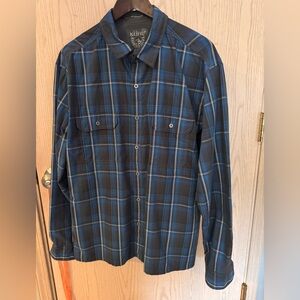 Kuhl Navy and Black Plaid Button-Down Shirt